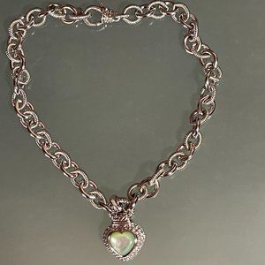 Judith Ripka JR 925 CZ Sterling Silver Heart Chain Necklace